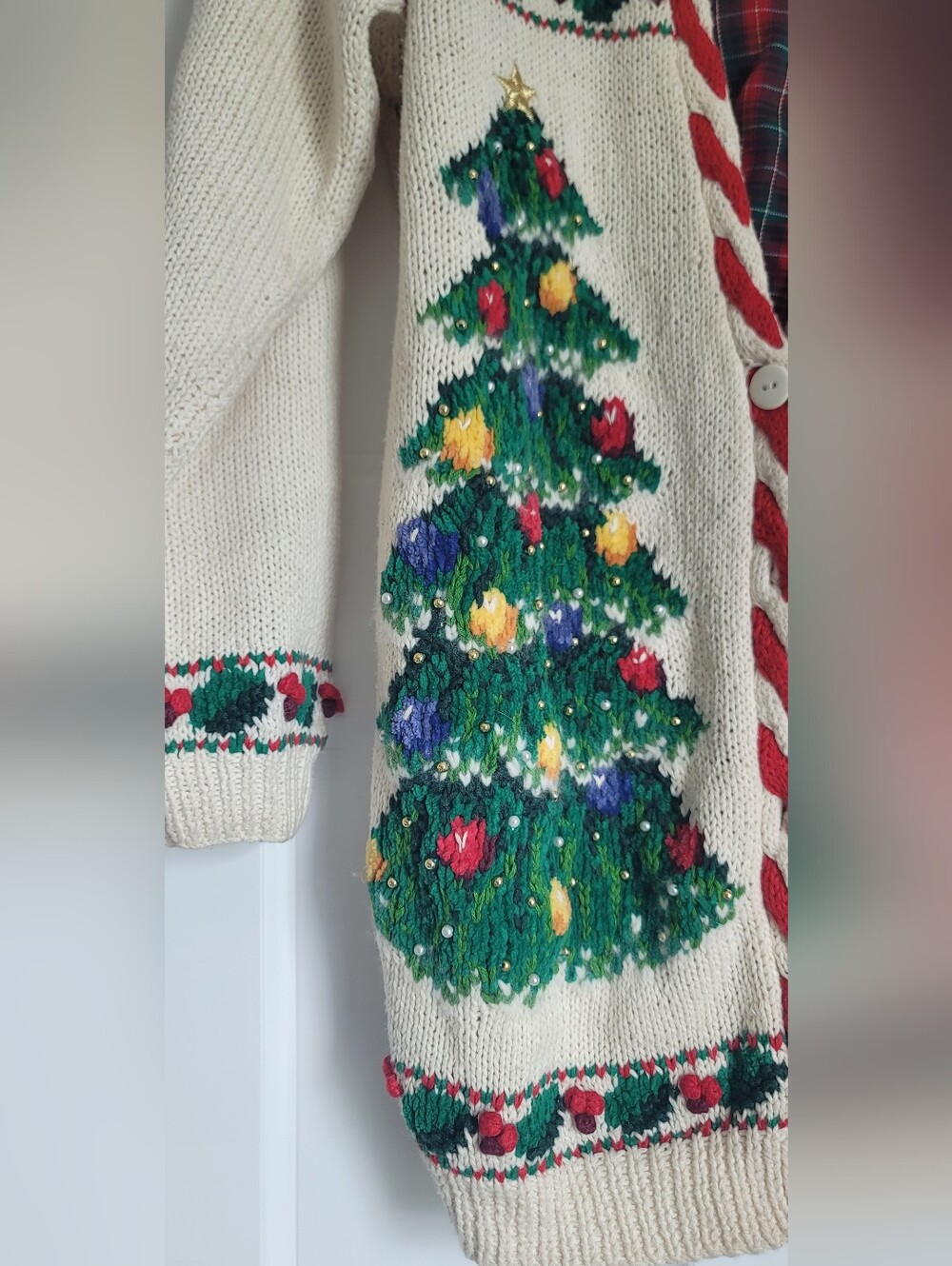 Vintage Marisa Christina Cream Holiday Cardigan - Picture 3 of 8